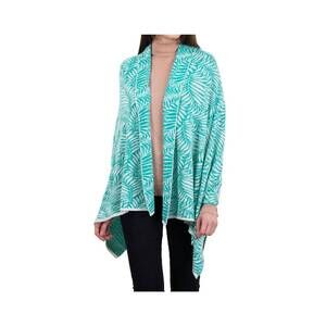 NEW SAOL KNITWEAR newgrange fern wrap in aqua green